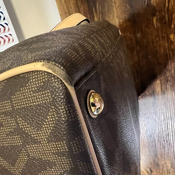 Michael Kors Grayson Signature Satchel – Dark Brown/Beige - Picture 10 of 15